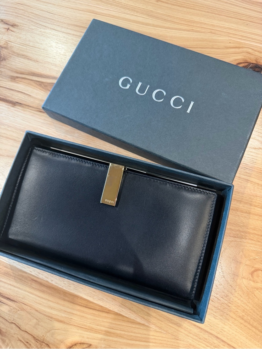 Authentic Vintage Gucci Black Leather Continental Wallet - Full Set - Giftable